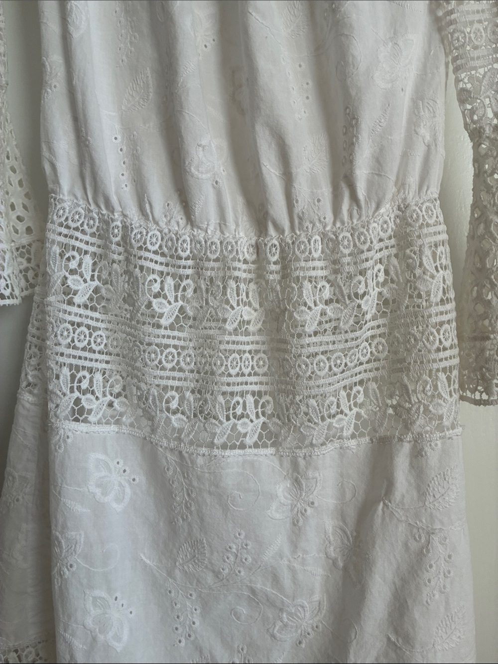 Festival Open Embroidery Boho Eyelet Bell Sleeve Dress - Picture 5 of 8
